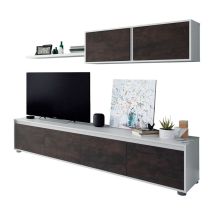 Mobimarket - Salón Alida Blanco Artik (blanco Mate) - Óxido 200cm (ancho) X 43cm (alto)