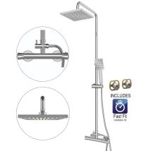 Gainsborough - Bathroom Thermostatic Mixer Shower Square Twin Head + Ffk Aqualisa