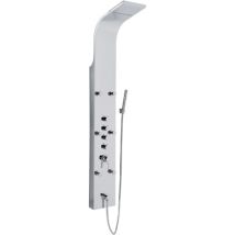 Multifunktions-Wandsystem aus poliertem Edelstahl AISI 304 – 4 Düsen – Handbrause – Duschkopf mit Wasserfall-Effekt – 22cm x 166,5cm