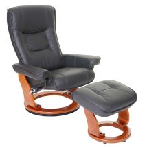 [jamais Utilisé] Mca Fauteuil Relax Hamilton, Fauteuil De Télévision, Tabouret, Cuir, Charge 130kg, Noir, Doré