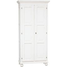 Armario De Estilo Country De Madera Maciza De Tilo Acabado Con Efecto Blanco Envejecido 100x50x210 Cm