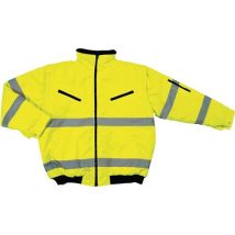 Warnschutz-Pilotenjacke XL – 100% Polyester – Gelb – EN 20471 Kl. 2 – 2 Brusttaschen – Abtrennbare Ärmel