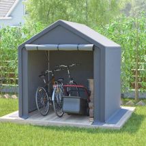 Birchtree - Outdoor Garden Storage Tent Bike Motorcycle Carport Shed Shelter Steel Frame 6.2x5.6ft Dark Grey