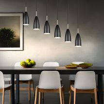Lampada Per Sala Da Pranzo, A Sospensione Lampada A Sospensione, Nera Lampada A Sospensione Regolabile In Altezza, Metallo, 6 Prese E14, Lxpxa 