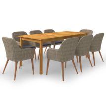 Juego De Comedor De Jardín Muebles De Exterior 9 Piezas Marrón 020014102