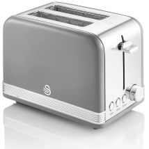 Swan - Retro St19010grneu Tostapane A Fessura Larga 2 Fette, Design Vintage, 3 Funzioni: Scongelamento, Riscaldamento, Annullamento, 6 Regolatore Del 