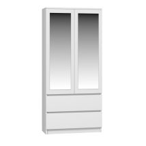 Topeshop - Turin - 2 Door Wardrobe With Mirror Modern Bedroom Style - 90x50x180 - 2 Drawers