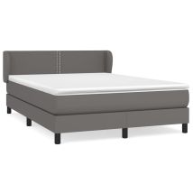 Lit Double Lit Adulte Sommier À Lattes De Lit Avec Matelas Gris 140x200 Cm Similicuir