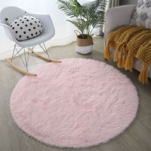 Freosen - 140 Cm Runder Teppich, Schlafzimmerteppich, Wohnzimmer, Rutschfest, Weich, Flauschig, Zotteliger Teppich, Bodenmatte, Groß, Für Flur, Rosa
