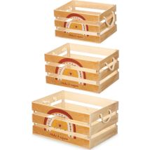 Giftdecor Cajitas Decorativas Arcoíris De Madera Fsc - Juego De 3