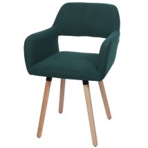 Silla de comedor moderna de tela de pana – Pies de madera de haya – Asiento ancho – Protectores de suelo ajustables – 400g/m²