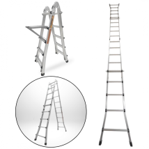 Secury-t - Chelle Articulée Pliante Et Télescopique En Aluminium 4x5 Marches 4,96m + 1 Tablette