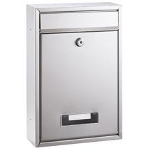 ALCO Briefkasten silber mit Sichtfenster und Namenshalter – 21,5 x 32 x 8,5 cm – Stahl – Zylinderschloss, 2 Schlüssel