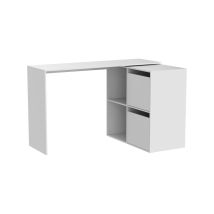Scrivania, Scrittoio Multifunzione Modulare Con Scaffale, Tavolo Da Studio O Ufficio Multiposizione Con Montaggio Ad Angolo, Cm 152x49h74, Bianco