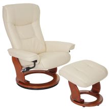 Neuwertig] Mca Relaxsessel Halifax, Fernsehsessel Hocker, Echtleder 130kg Belastbar Creme, Honigfarben