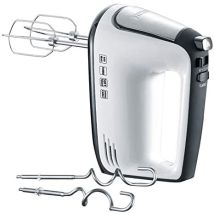 Batidora eléctrica SEVERIN HM 3830 – 400 W – 5 velocidades – Diseño elegante en blanco y negro – Varillas y ganchos incluidos