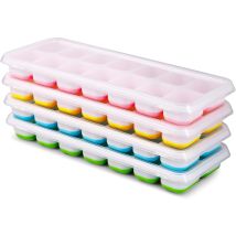 Hiasdfls - Ice Cube Tray, Set Of 4 Ice Cube Molds With Lid, 14 Silicone Ice Cube Trays, Lfgb Certified And Bpa Free