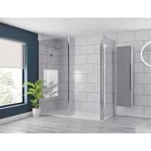N.a. - Wholesale Domestic Pacco 8mm Clear Glass Polished Chrome 1850mm X 215mm Walk In Fixed Return Shower Screen