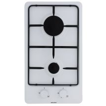 Glem – GT32WH – Gaskochfeld 2 Brenner 30cm – 4000W – Automatische Zündung – Weiße Oberfläche