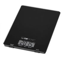 Clatronic - Kw 3626 Báscula De Cocina Digital Extraplana, Medición 1gr, Hasta 5 Kg, Lcd, Función Tara, Vidrio Negro
