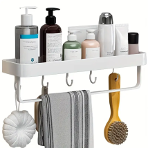 Badezimmerregal Aus Aluminium, Kein Stanzen, Wandmontage, Badezimmer-aufbewahrungs- Und Endbearbeitungsregal, Multifunktionaler Handtuchhalter (41 Cm,
