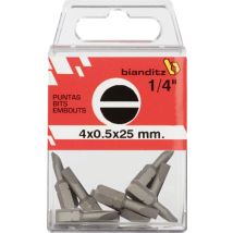 Puntas de Destornillador Plano 1/4" Niquelado – Blister de 10 unidades – 4.5 x 0.6 x 25 mm
