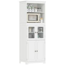 Aparador De Comedor Armario De Cocina Con 4 Puertas 2 Estantes Abiertos Y Estante Ajustable Para Salón 60x30x162 Cm Blanco