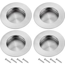 Ccykxa 4pcs Recessed Sliding Door Handles 304 Stainless Steel Invisible Groove Round Handles For Sliding Door Cabinet Pull Drawer With 8 Screws