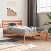 Ityhome - Bed Frame Without Mattress Wax Brown 75x190 Cm Small Single Solid Wood Pine Vidaxl
