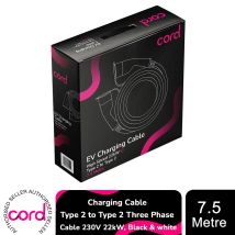 Cord Ev Charging Cable Type 2 To Type 2 Three Phase Cable 230v 22kw, 7.5 Metre