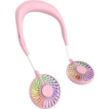 Norcks Nackenventilator, Tragbarer Ventilator, Rosa Mini-usb-lüfter, Tragbarer Wiederaufladbarer Nackenventilator, 3-gang-wind-doppelkopf-luftkühler 