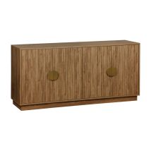 Sweeek Exotisches Sideboard 4-türig 160cm – Laminatplatte – Mangoholz-Look – Vergoldete Griffe – 41,8 kg