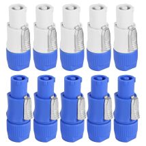 10pcs/lot 3 Pin Male Powercon Connector 20a 250v Ac Blue And White--