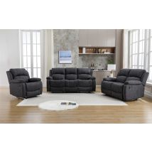 Furniture One - Manual Reclining Sofa Collection Sectional Couches Set Grey - 3+2+1 Seater Sofa Set