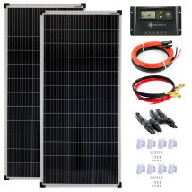 200 Watt 12v Solar Set 20a Laderegler Gelb Montagewinkel Solaranlage Inselanlage Solarmodul 1200mm