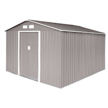 S300 Metall Gerätehaus Mit Bodenrahmen Xxl 277 × 319 × 192 Cm (bxtxh) 12,5 M³ Satteldach Hellgrau - Hattoro