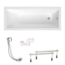 Aurum 170x70 Cm, Bañera Rectangular De Acrílico, Izquierda Y Derecha, Con Patas + Desagüe + Sifón, Blanco (satvaur170-set)