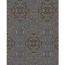 Edem - Carta Da Parati Barocca 85037br36 Carta Da Parati Strutturata In Stile Barocco Lucida Marrone Marrone-scuro Grigio-bluastro Platino 5,33 M2