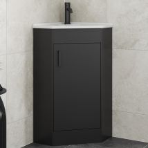 Alpine - Black Bathroom Furniture Vanity Unit With Basin 585mm Corner Single Door