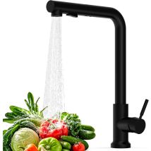 Kitchen Faucet With Pull-out Spray, 360° Rotating Single-lever Kitchen Mixer, L-shaped Faucet, Modern Stainless Steel Faucet, 2 Types Of Jets, Pull-