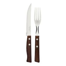 12-teiliges Grillbesteck-Set – rostfreier Stahl Klingen – Naturholz Griffe – ideal für Grillen im Freien