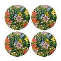 Creative Tops Set De 4 Sets De Table Ronds Avec Imprimé Floral Tropical, Support En Liège, Résistant À La Chaleur Et Aux Taches, Protecteurs De 