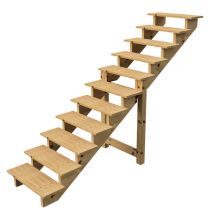 Vinuovo - Außentreppe Holz Höhe 190cm 11 Stufen, Breite 80cm, Ohne Setzstufen