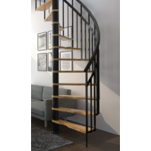 Handystairs - Wendeltreppe "siena" Ø 145 Cm – Rechtsdrehend – 273 Cm Hoch – 12 Buchenstufen – Schwarz