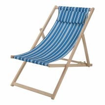 Pro Beach - Sedia Pieghevole Con Poggiatesta Legno Stoffa 97 X 56 X 85 Cm