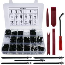 Kit De 425 Rivets En Plastique Nylon Noir – Fixation Universelle Pour Automobile – Outil De Retrait Inclus – Résistant Aux Vibrations - 425pcs