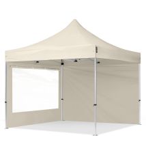 3x3m Faltpavillon Professional Alu 40mm, Seitenteile Mit Panoramafenstern, Creme