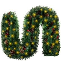 Kibani Weihnachtsbaumgirlande mit LED-Lichtern – 270 cm – 28 cm – 50 warmweiße Lichter – Premiumkunststoff – Dekoration für Innen und Außen