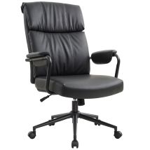 Iwmh Chaise De Bureau Ergonomique, Fauteuil Pivotante Rétro En Cuir Pu Chaise Avec Soutien Lombaire Chaise Gaming Réglable En Hauteur - Noir