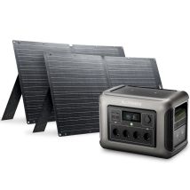 R1500 Lite Tragbare Powerstation Mit 2 X 100w Solarpanel, 1056wh Lfp Batterie Backup Mit 4x1600w Ac Ausgäng, Schnellladung Von 0-80% In 40 Mins Solar 